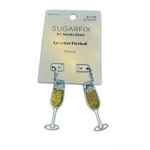 BaubleBar Sugarfix Gold and Silver Champagne Glass Sparkle Fizz Earrings